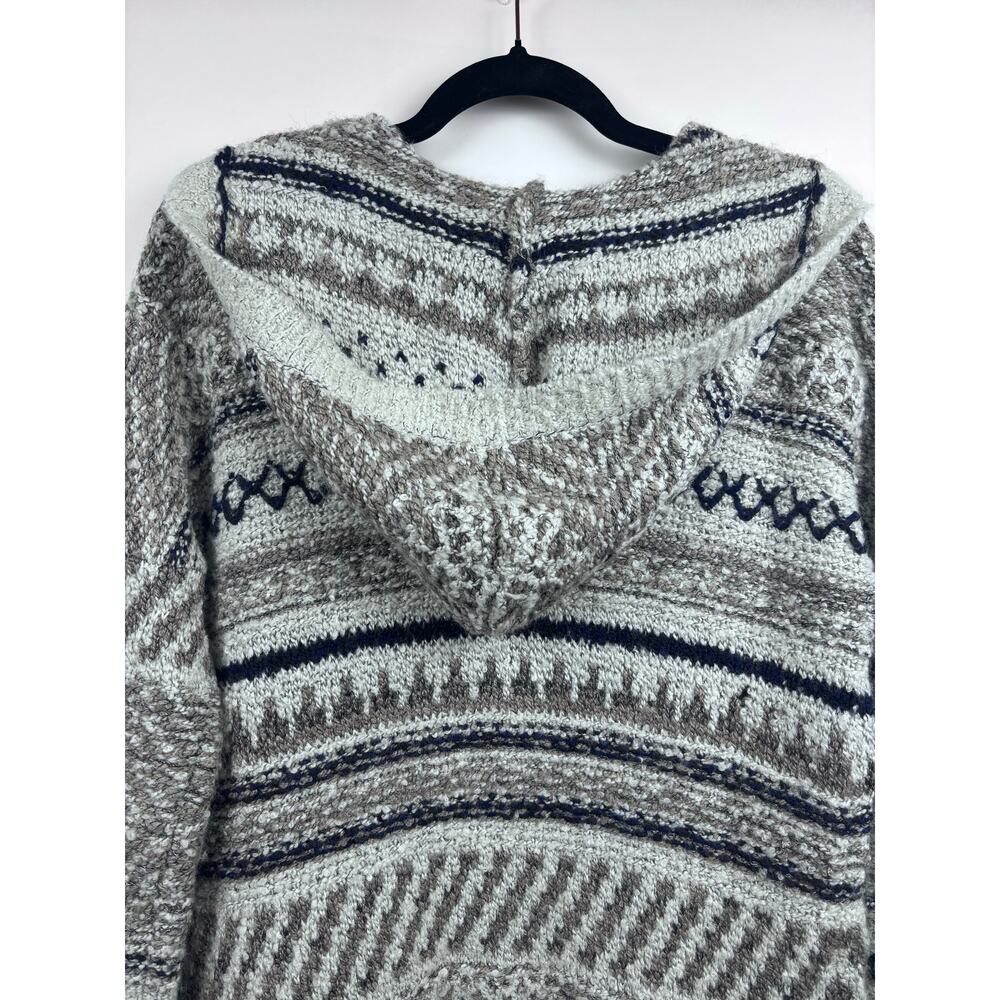 Lucky Brand Gray Blue Silver Hooded Knit Cardigan Sweater Coat Small - Picture 7 of 11